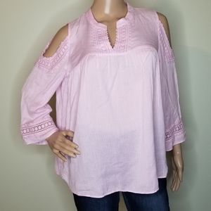 NWT Crown & Ivy Cold Shoulder Crochet Top